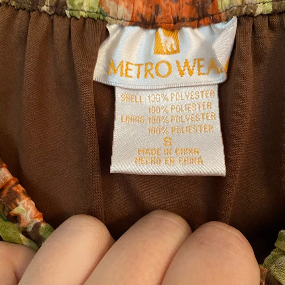 Metro Wear Brown Orange Blue Patterned Skirt Size Small - Picture 2 of 2